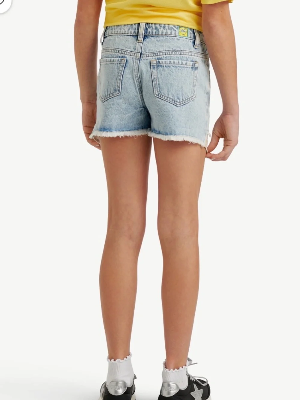 SpongeBob Girls Justice Light Wash Blue Denim Sequin Shorts Size 6 NWT